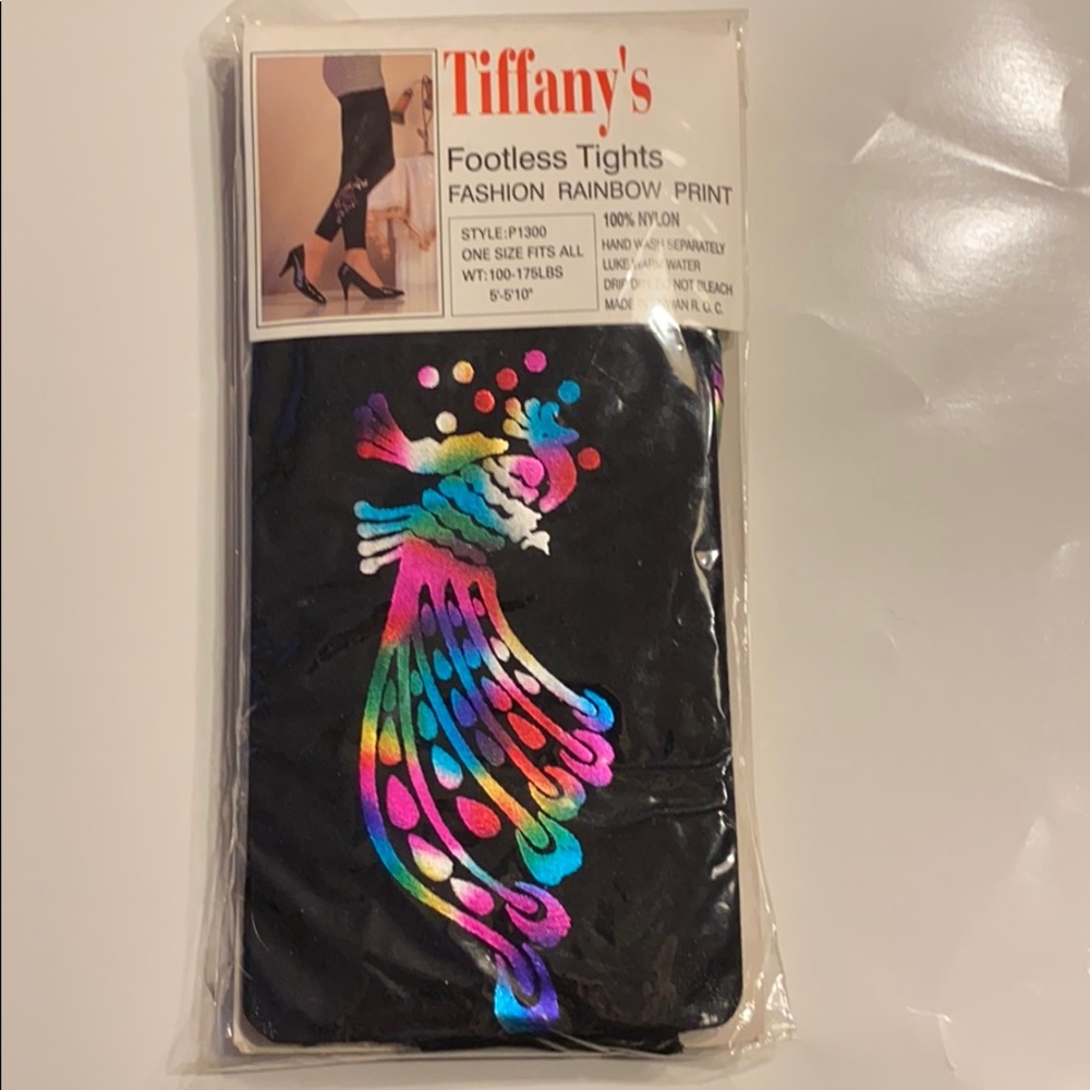 Tiffany’s vintage footless tights rainbow print os